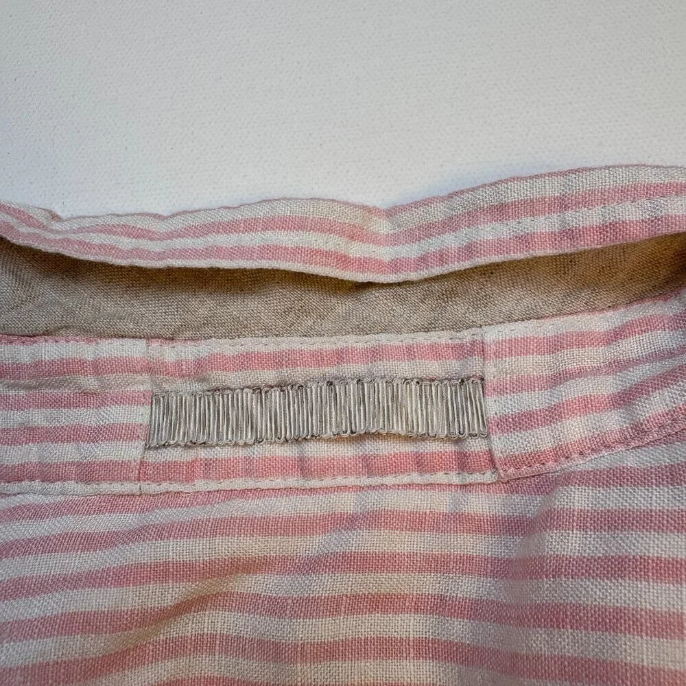 Tommy Bahama Striped Linen Blend Button Up Shirt Pink Medium - Picture 7 of 10